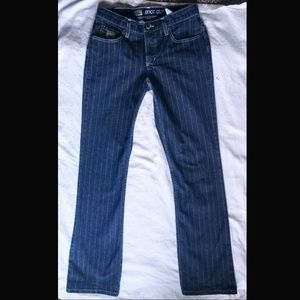 Pinstripe Boot Cut Denim Jeans